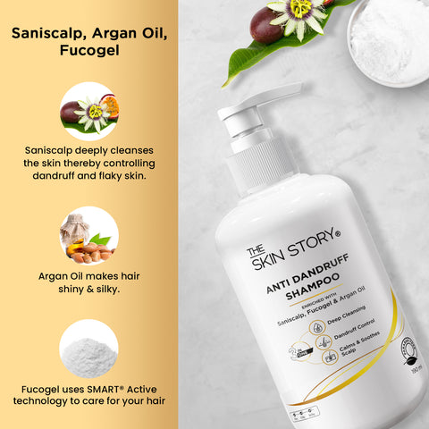 The Skin Story Dandruff Control Shampoo | Reduces Flaky Scalp & Soothes | With Saniscalp & Argan Oil | 190ml