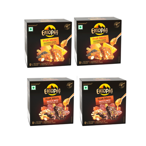 Eatopia Fruit minis made with Real Fruits, Dry Fruit, Nuts -2mango chia, 2dates, 2nuts-400g