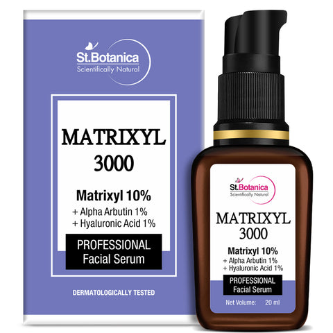 St.Botanica Matrixyl 3000 10% + Alpha Arbutin 1% + Hyaluronic Acid 1% Face Serum for Dull, Dehydrated & Aging Skin| Collagen Boosting Serum, 20 ml