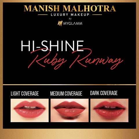 Manish Malhotra Beauty By MyGlamm Hi-Shine Lipstick-Ruby Runway-4gm