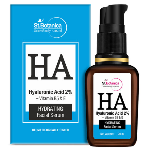 St.Botanica Hyaluronic Acid 2% + Vitamin B5 Hydrating Face Serum for Intense Hydration, Plump & Glowing Skin, 20 ml