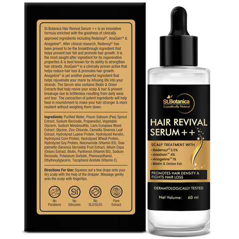 St.Botanica Natural Hair Revival Serum ++ With Redensyl 2.5%, Anagain 4%, Anageline 1%, Biotin & Onion Oil, 60 ml