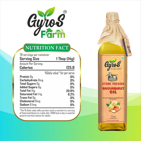 Gyros farm | Stone Cold Wood Pressed | Groundnut Oil | Chekku/Virgin