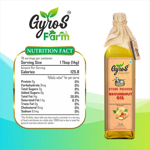 Gyros farm | Stone Cold Wood Pressed | Groundnut Oil | Chekku/Virgin