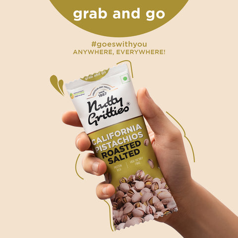 Nutty Gritties California Pistachios Roasted Lightly Salted - 210g (Pack of 6 x 35g each)