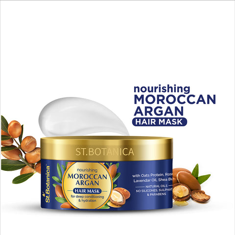 St.Botanica Moroccan Argan Hair Mask - Deep Conditioning & Hydration For Healthier Looking Hair, 200 ml