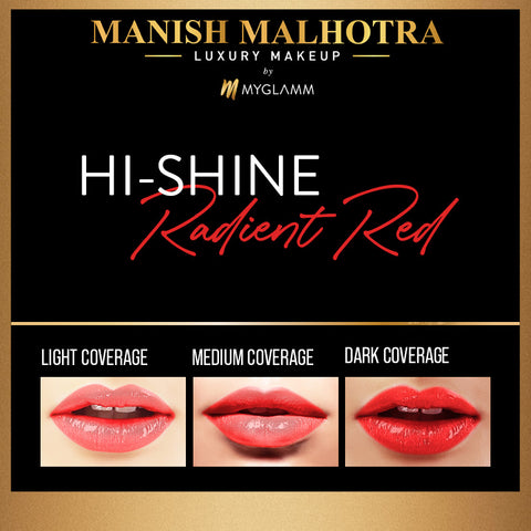 Manish Malhotra Beauty By MyGlamm Hi-Shine Lipstick-Radiant Red-4gm