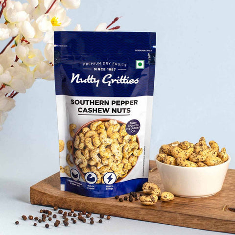 Nutty Gritties Southern Pepper Cashews, Barbeque Almonds and Thai Chilli Blend - 600g (3 Pack of 200g each)