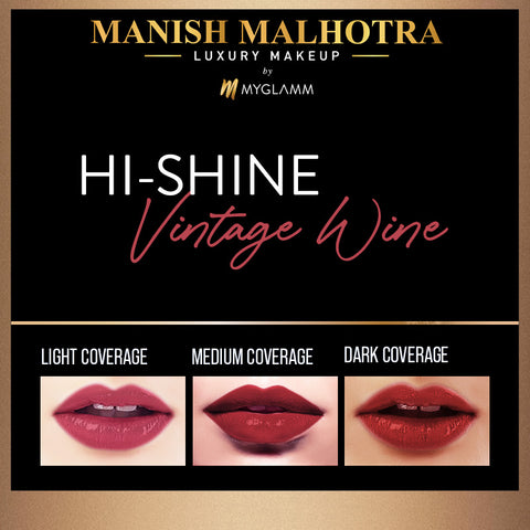 Manish Malhotra Beauty By MyGlamm Hi-Shine Lipstick-Vintage Wine-4gm