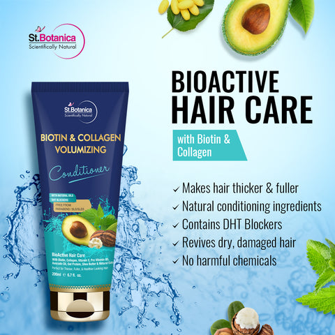 St.Botanica Biotin & Collagen Hair Conditioner, For Thicker, Fuller and Healthy Hair, With Pro-Vitamin B5, E, Avocado Oil & Shea Butter, 200 ml