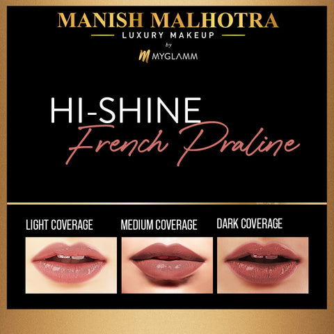 Manish Malhotra Beauty By MyGlamm Hi-Shine Lipstick-French Praline-4gm