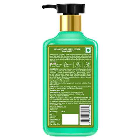 St.Botanica Indian Vetiver Grass Cooler Body Wash - With Shea & Vitamin E (Shower Gel), 250 ml