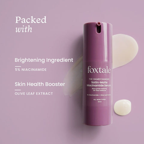 Foxtale 5% Niacinamide Face Serum with Olive Leaf Extract, For Oil Control & Brightening, Blurs Pores Instantly, Lightweight & Non-sticky, All Skin Types, Men & Women, 30ml