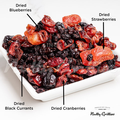 Nutty Gritties Mix Berries - Dried Cranberries, Blueberries, Strawberries, Black Currants - 200g