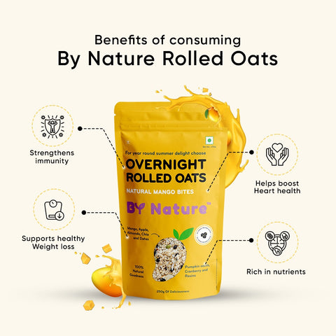 By Nature Overnight Rolled Oats - Natural Mango Bites, 250g