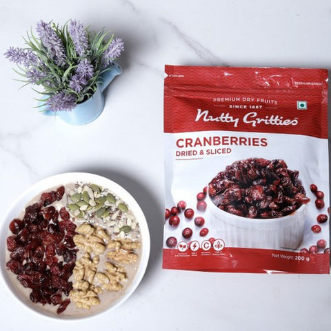 Nutty Gritties Cranberries Dried & Whole Healthy Snack - 400g (2 Pack of 200g each)