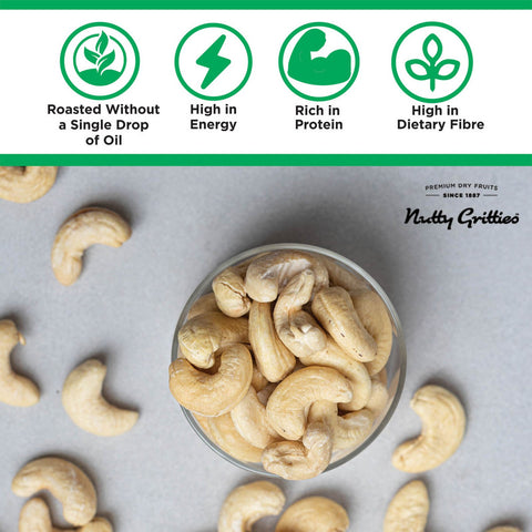 Nutty Gritties Roasted Cashews, Lightly Salted and Dry Roasted Healthy Snack - 200g