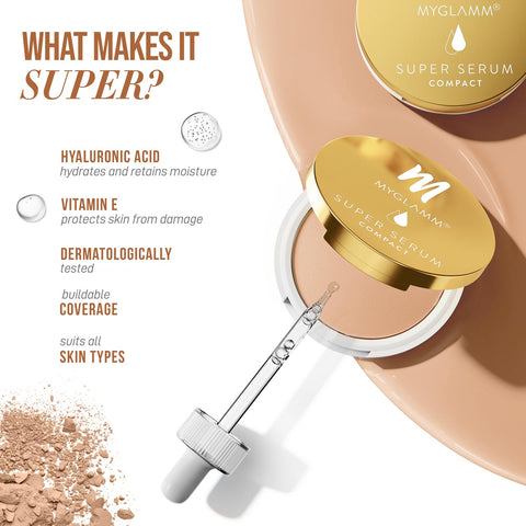 MyGlamm Super Serum Compact -101N Cream-9gm