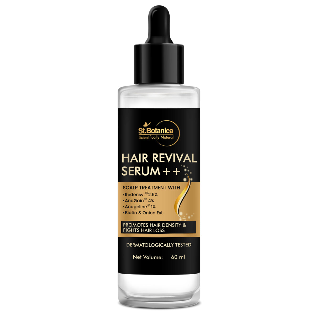 St.Botanica Natural Hair Revival Serum ++ With Redensyl 2.5%, Anagain 4%, Anageline 1%, Biotin & Onion Oil, 60 ml