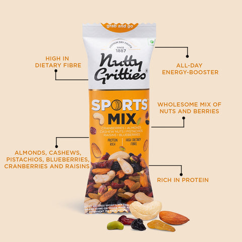 Nutty Gritties Sports Mix - 240g (Pack of 6 x 40g each) - 240g