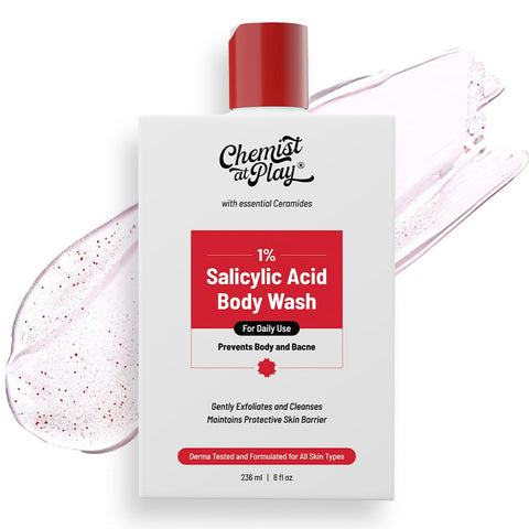 Chemist at Play Acne Control Body Wash with Ceramides | 3% Pentavitin + 1% Salicylic Acid | For Sweaty, Oily, Normal & Dry Skin | For Back Acne (Bacne), Bumpy Texture & Smooth Skin Texture | 236 ml