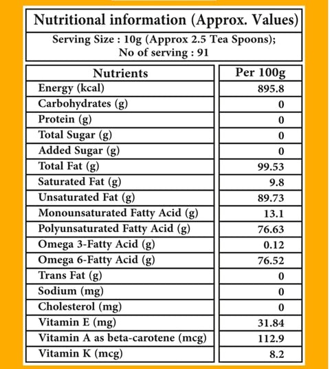 IndicWisdom Wood Pressed Safflower Oil 1 Liter (Cold Pressed Safflower Oil - Extracted on Wooden Churner)