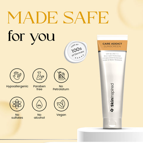 SkinInspired Care Addict Sunscreen SPF 50 PA++++ UV A, UV B | Ceramides, Hyaluronic Acid | 150g