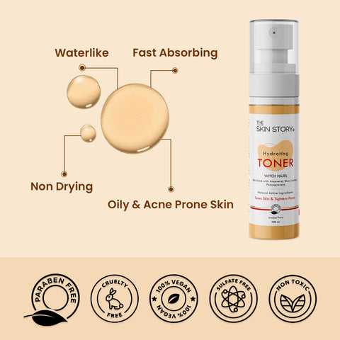 The Skin Story Pore Clarifying Face Toner | Hydrating & Soothing | Toner for Normal & Oily Skin | Witch Hazel & Shea Butter | Astringent Rich | 100g