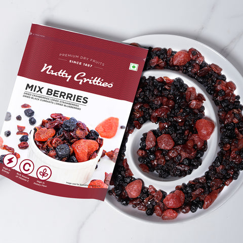 Nutty Gritties Mix Berries - Dried Cranberries, Blueberries, Strawberries, Black Currants - 200g