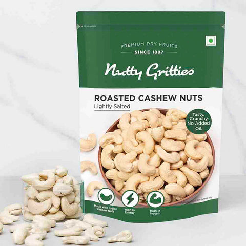 Nutty Gritties Roasted Cashews, Lightly Salted and Dry Roasted Healthy Snack - 200g