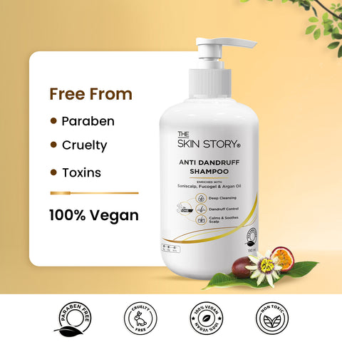 The Skin Story Dandruff Control Shampoo | Reduces Flaky Scalp & Soothes | With Saniscalp & Argan Oil | 190ml