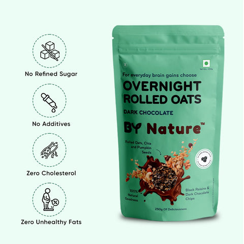 By Nature Overnight Rolled Oats - Dark Chocolate, 250g