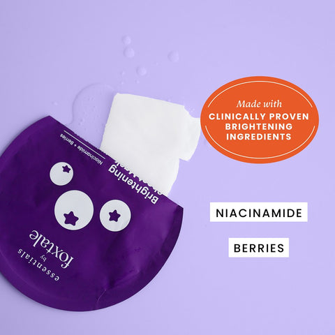 Foxtale Essentials Brightening Sheet Mask with Niacinamide and Berries for Bright Skin, Men & Women, 26g