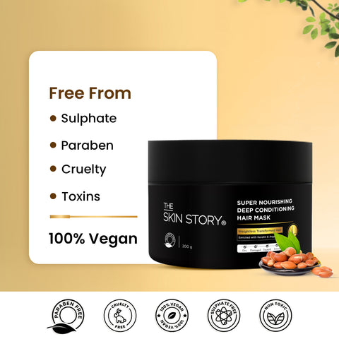 The Skin Story Super Nourishing Deep Conditioning Hair Mask | For dry , damaged and treated hair | Hair Fall Control Mask  |200g