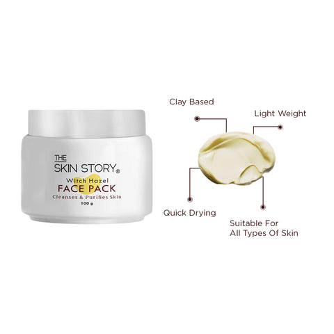 The Skin Story Deep Cleansing Face Pack for Glowing Skin | French Multani Mitti| Normal to Oily Skin | Infused with Essential Witch Hazel | 100g