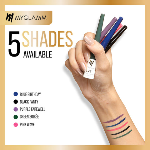 MyGlamm LIT Glossy Liquid Eyeliner-Green Soiree-3.5ml