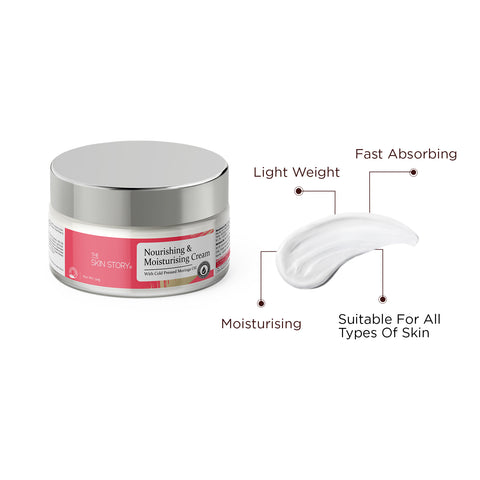 The Skin Story Moisturising Cream For Dry Skin | Heavy Weight |Face Moisturiser for Women| Moringa, Wheat Protein, Amino Acids | 50g