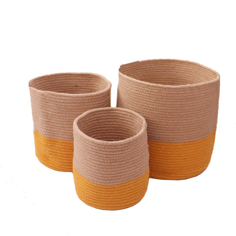 ONEarth Dual tone Jute Baskets (Yellow)