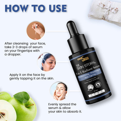 The Skin Story Anti Ageing Face Serum for Radiant Skin|Instant Face Glow | Serum for Glowing Skin |Fights Wrinkles, Dullness & Fine lines | Enriched with Stem Cells, 40ml