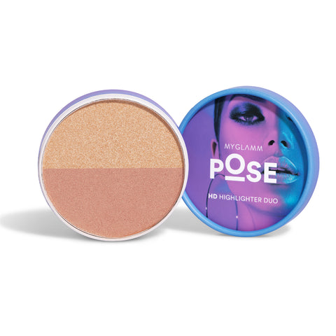 MyGlamm POSE HD Highlighter Duo-Champagne | Rose Gold-10gm