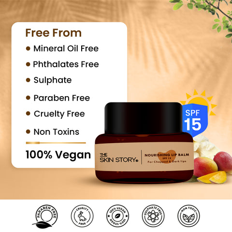 The Skin Story Nourishing Lip Balm | For dry & chapped lips | Reduces pigmentation on lips | Non sticky| SPF 15 , 25g