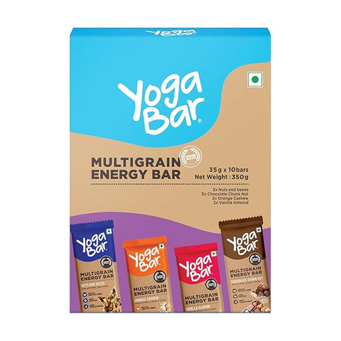 Yogabar Multigrain Energy Bars 380 Gm Pack (38G x10) - Healthy Diet with Fruits, Nuts, Oats and Millets, Gluten Free, Crunchy Granola Bars, Packed with Chia and Sunflower Seeds (10 Bars)