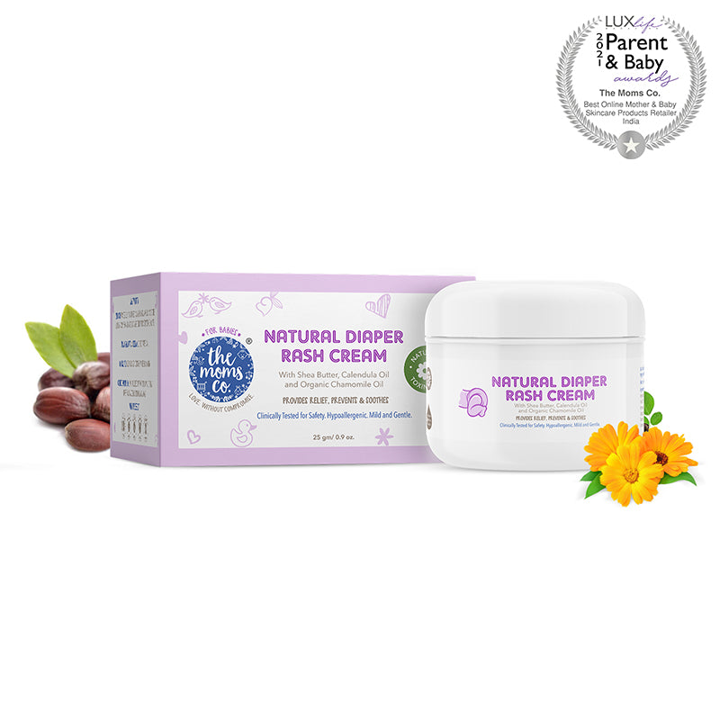 The Moms Co. Natural Diaper Rash Cream | Treats and prevents diaper rash | Zinc Oxide, Shea Butter, Organic Chamomile Oil (25g)