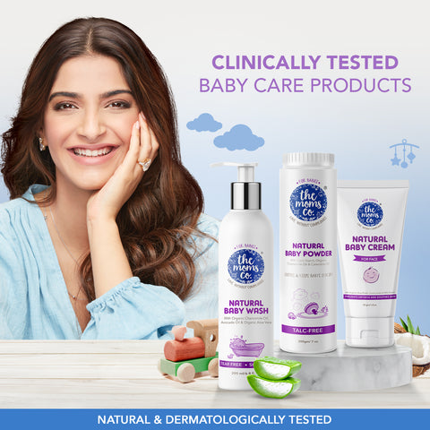 The Moms Co. Baby Kit | Natural Baby Wash, Shampoo, Lotion, Massage Oil and Diaper Rash Cream