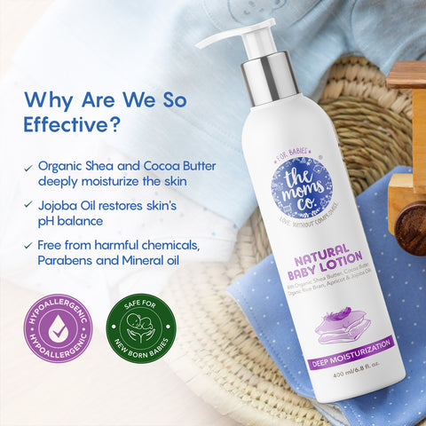 The Moms Co. Natural Baby Lotion | Australia-Certified | With Organic Apricot, Organic Jojoba and Organic Rice Bran Oils