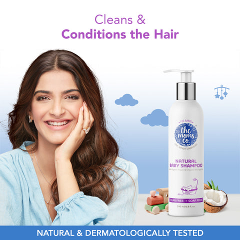 The Moms Co. Baby Shampoo | Tear-Free | Natural | With USDA-Certified Organic Argan and Moringa Seed Oils