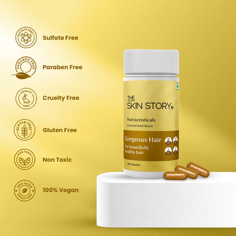 The Skin Story Gorgeous Hair | Multivitamin with Green Tea Extract | Strong and Long Hair | 60 capsules