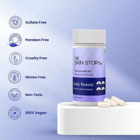 The Skin Story Daily Beauty | Multivitamin Tablets for Men & Women with Essential Vitamins | 30 capsules