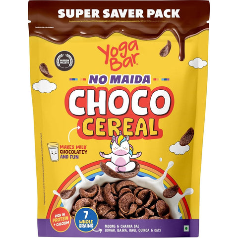 Yogabar Multigrain Chocos Cereal for Breakfast, Zero Maida, Delicious Chocolate Chocos for Kids & Adults, Protein Food, 0 Added Preservatives, Contains Jowar, Bajra, Ragi, Quinoa & Oats, 850g