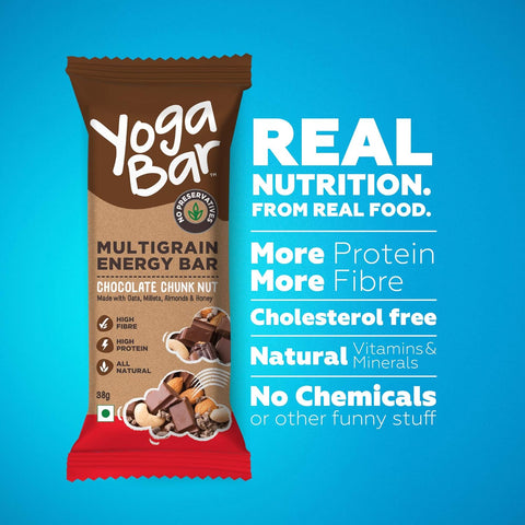 Yogabar Multigrain Energy Bars 380 Gm Pack (38G x10) - Healthy Diet with Fruits, Nuts, Oats and Millets, Gluten Free, Crunchy Granola Bars, Packed with Chia and Sunflower Seeds (10 Bars)